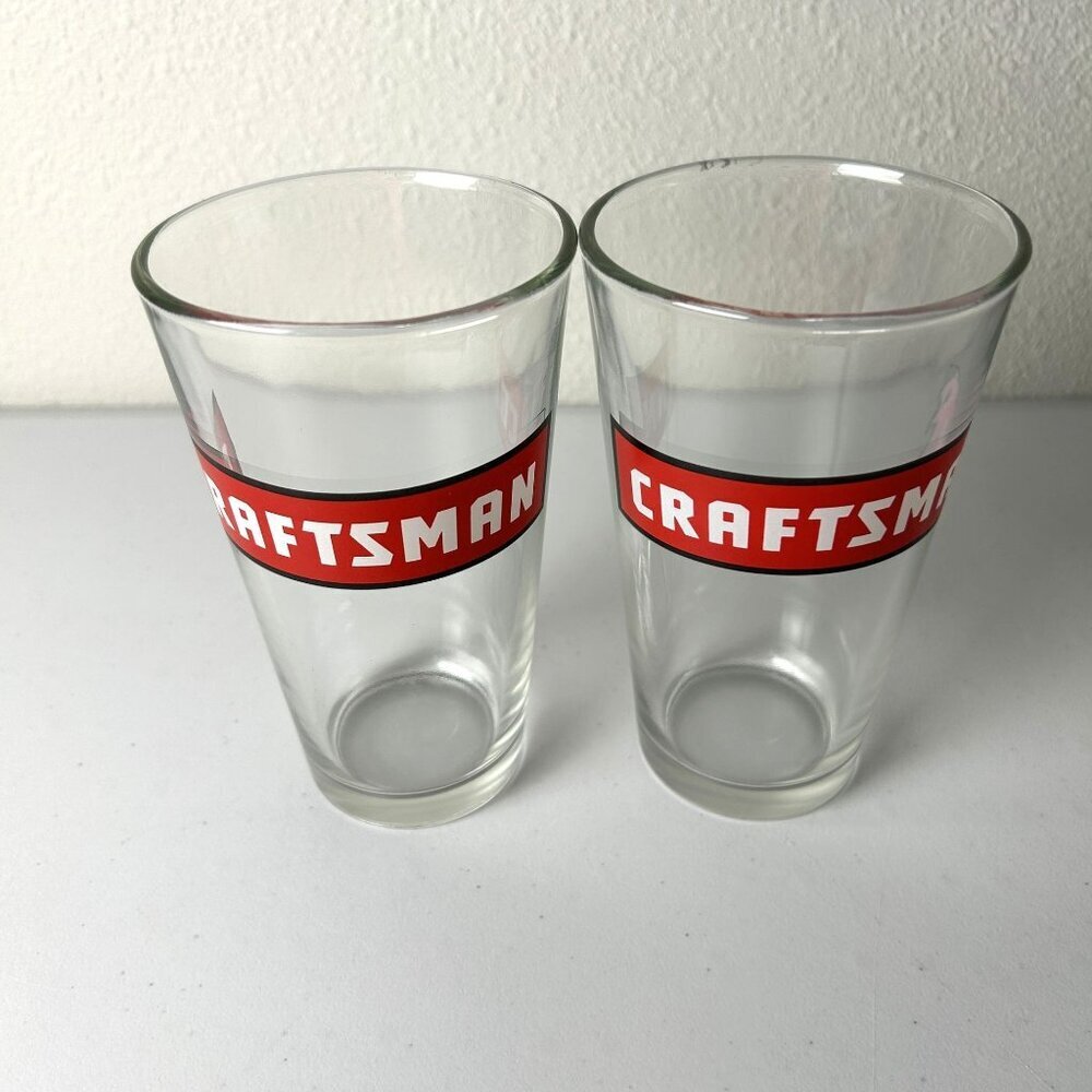 Craftsman Tools Pint Glasses Beer 16oz Set of 2 Logo Advertising